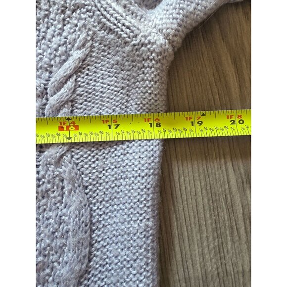 H&M Womens Cable Knit Sweater M Light Blue Acrylic Mohair Blend Crew Neck - Picture 7 of 7